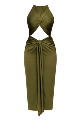 Reni Cut-Out Midi Dress | Olive