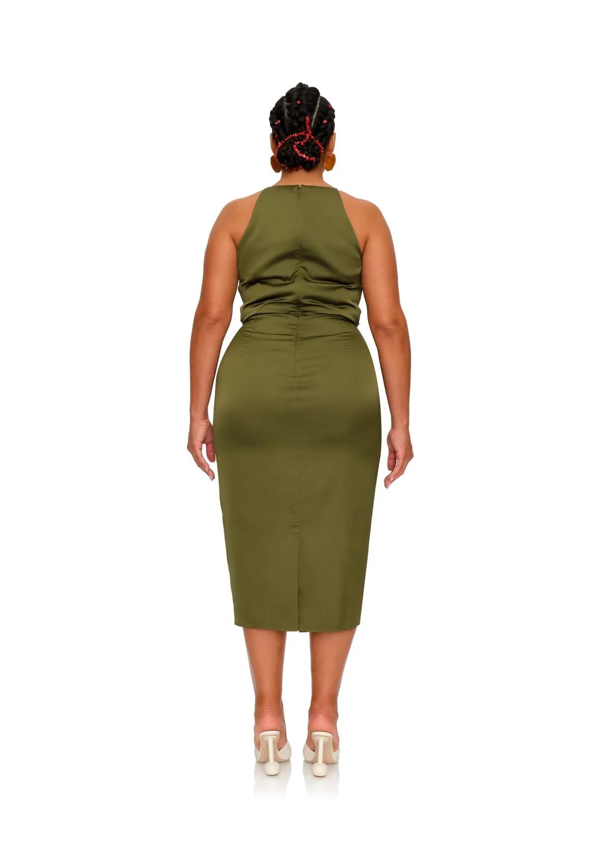 Reni Cut-Out Midi Dress | Olive