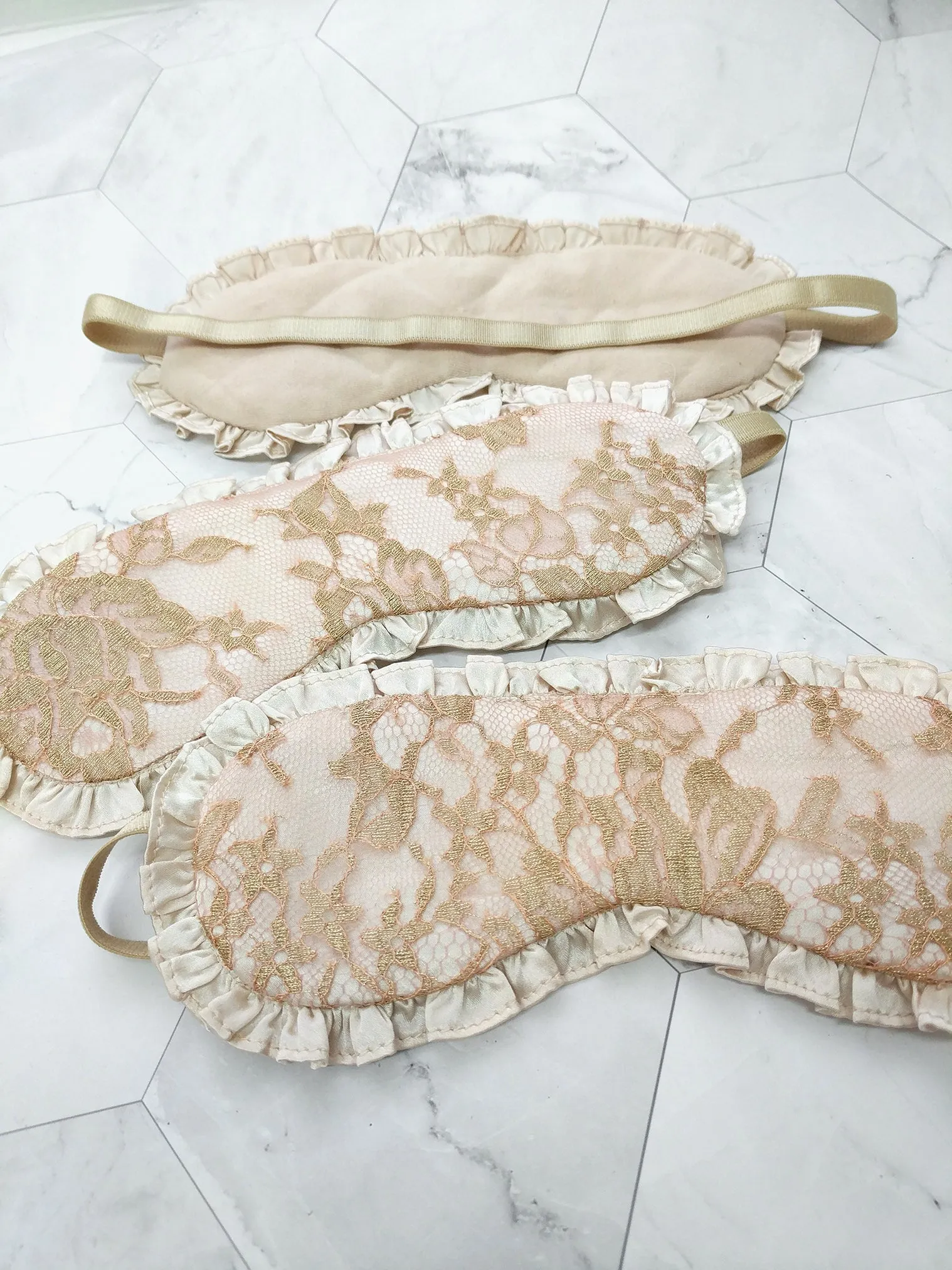 Ruffled silk sleep mask