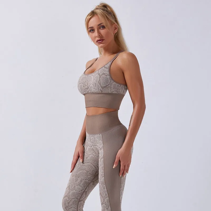 Seamless Yoga Sets Sleeveless Crop Top Sports Bra   Tights Leggings