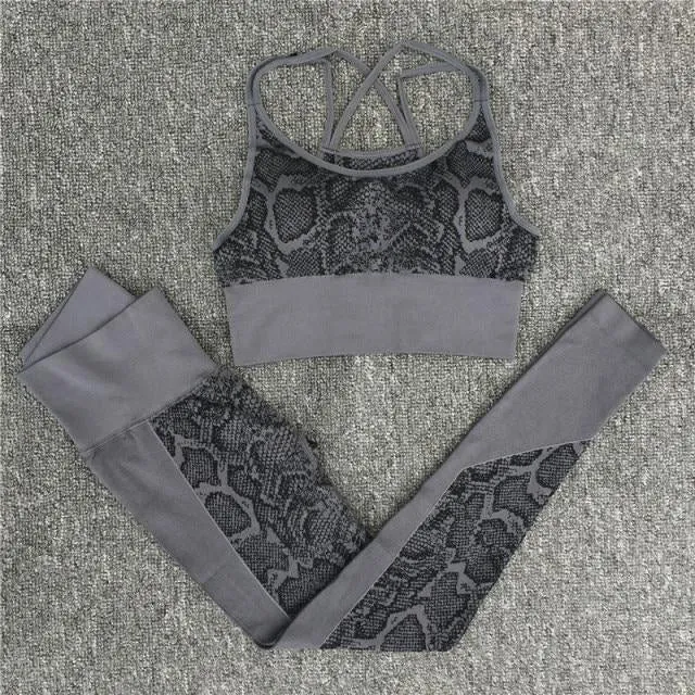 Seamless Yoga Sets Sleeveless Crop Top Sports Bra   Tights Leggings