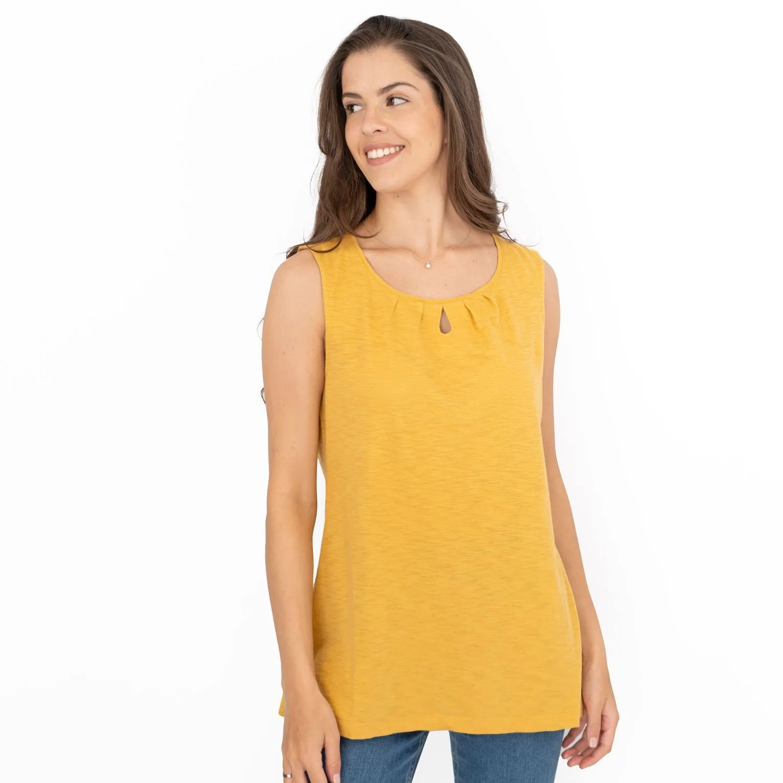 Seasalt Bright Beach Yellow Summer Vest Keyhole Sleeveless Tops