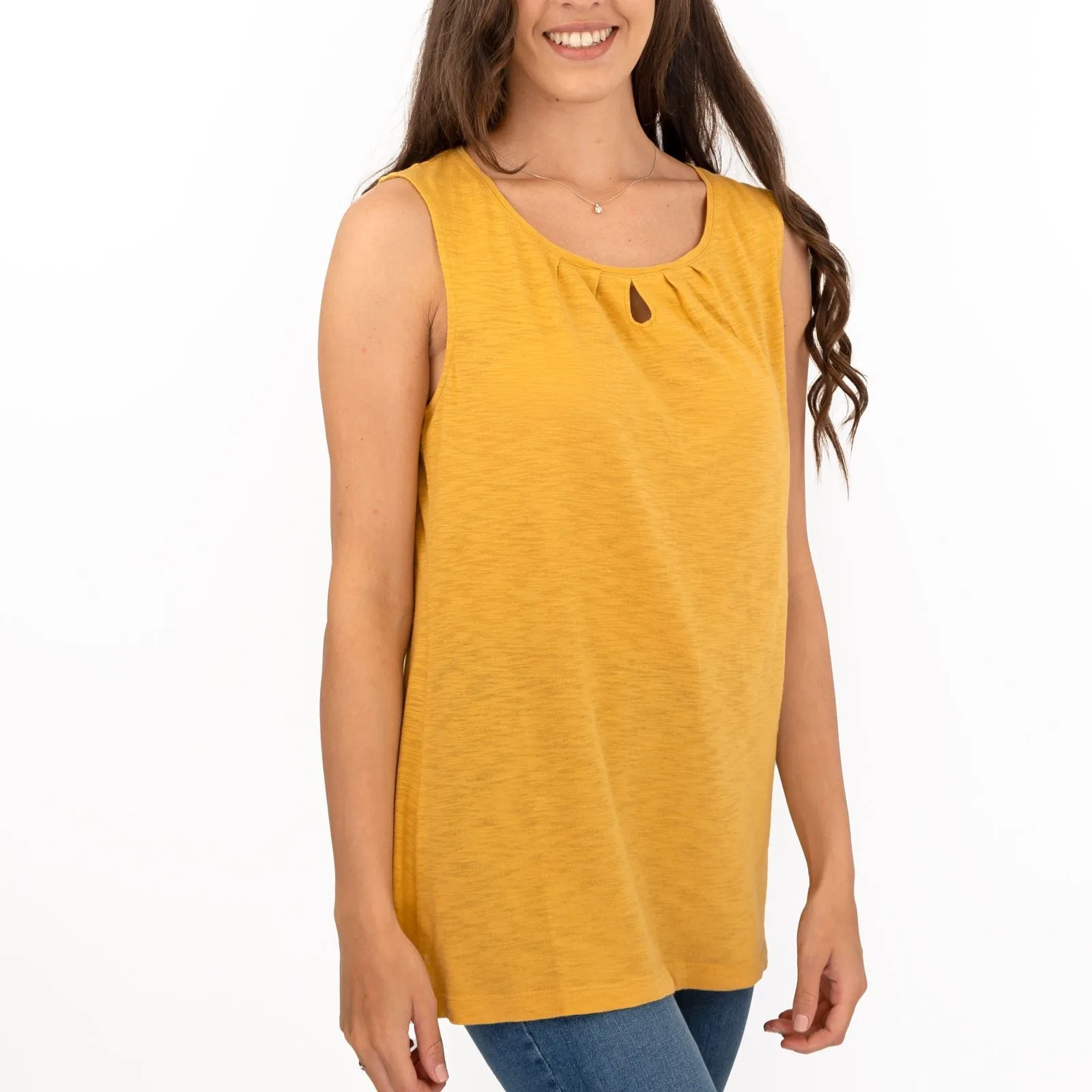 Seasalt Bright Beach Yellow Summer Vest Keyhole Sleeveless Tops