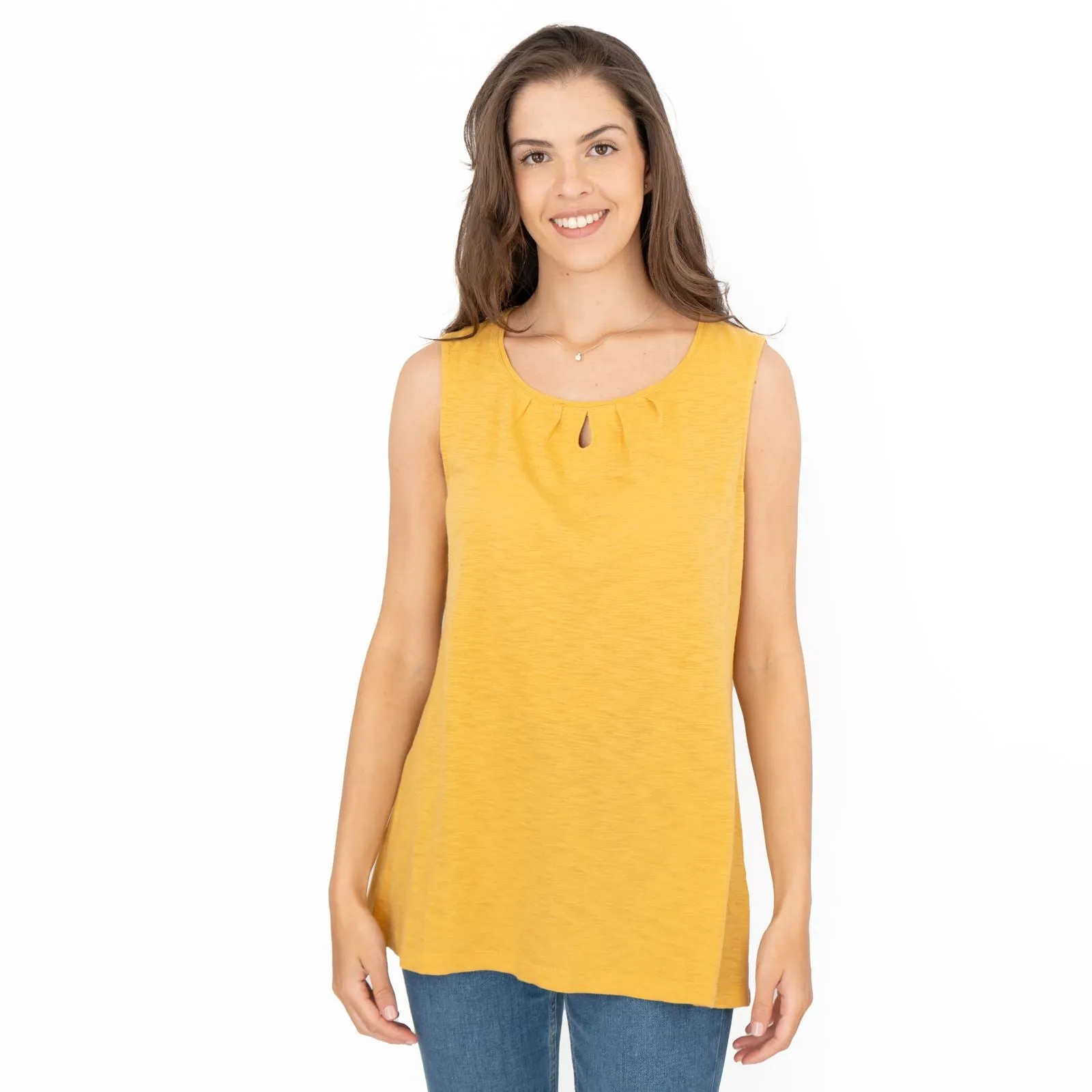 Seasalt Bright Beach Yellow Summer Vest Keyhole Sleeveless Tops