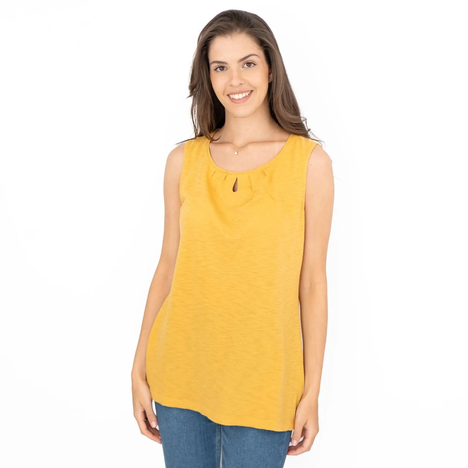 Seasalt Bright Beach Yellow Summer Vest Keyhole Sleeveless Tops