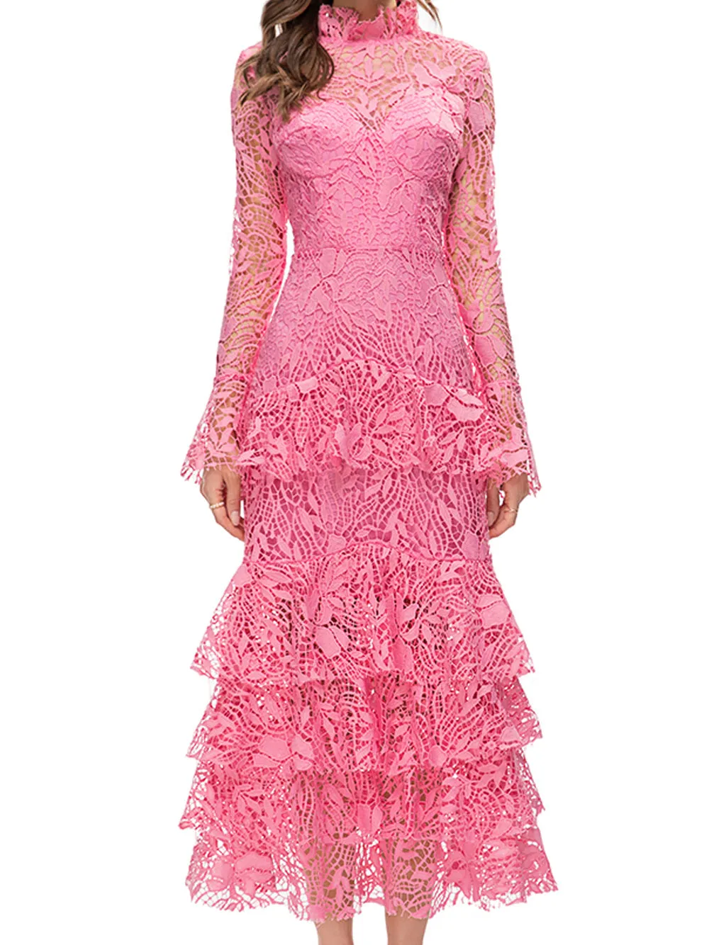 SETAI Lace Maxi Dress in Pink