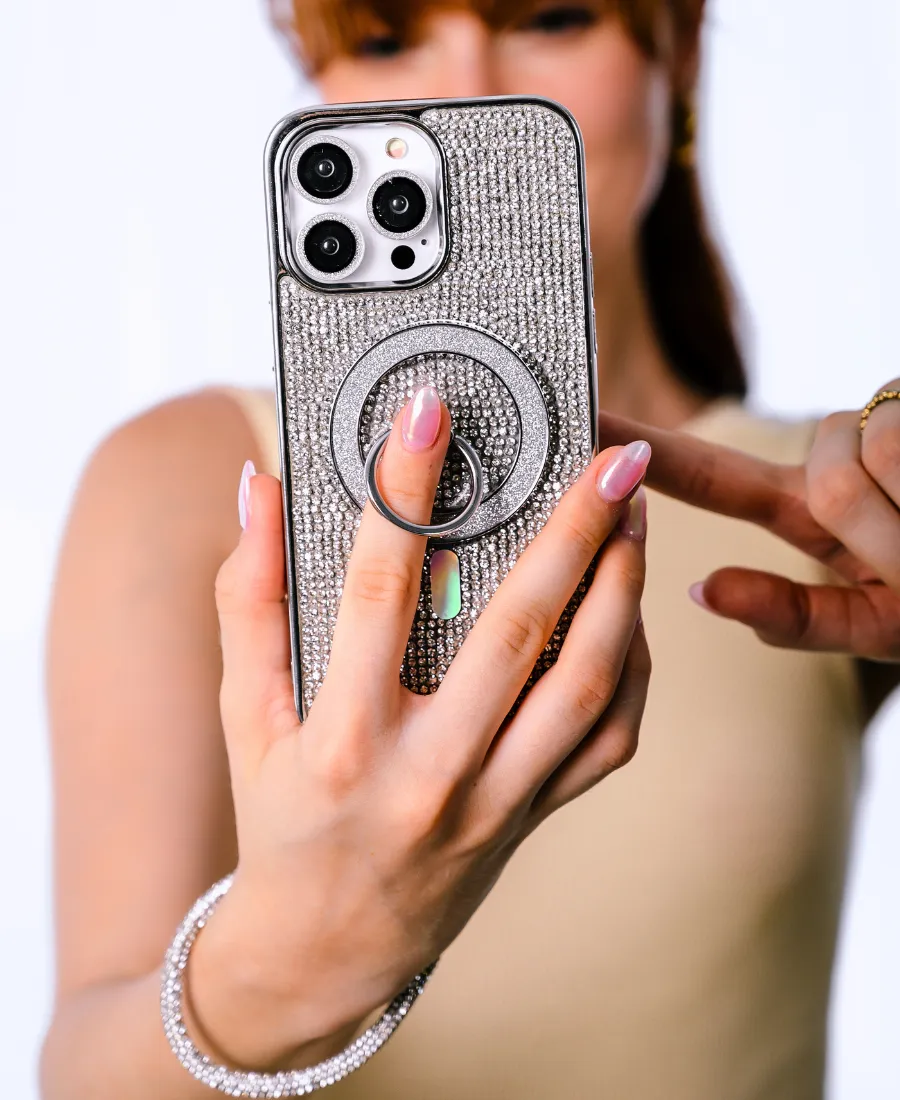 Silver Crystal Glam MagSafe Phone Case