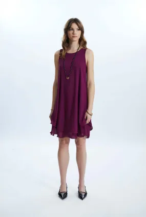 Sleeveless Wave Hem Dress Purple