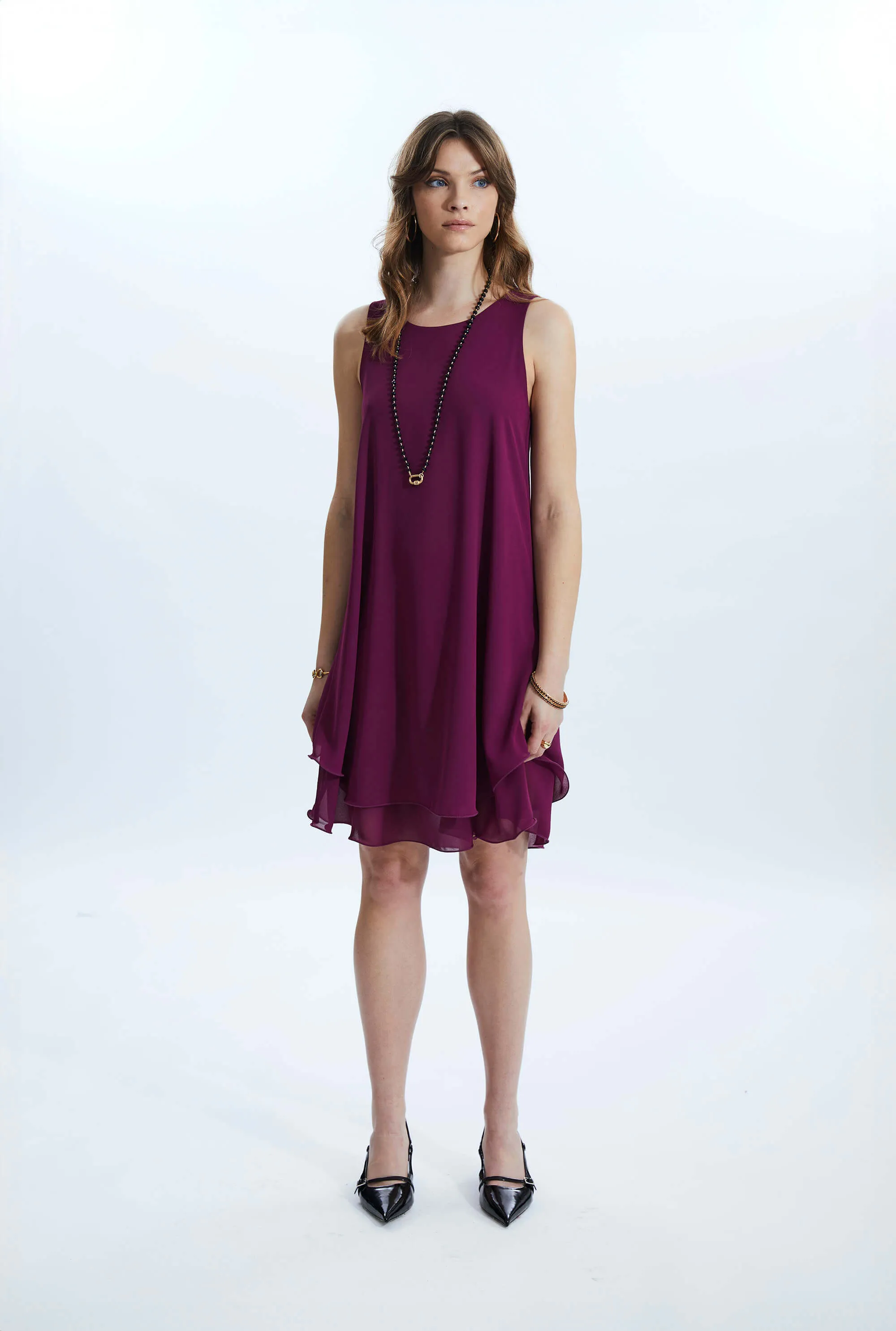 Sleeveless Wave Hem Dress Purple