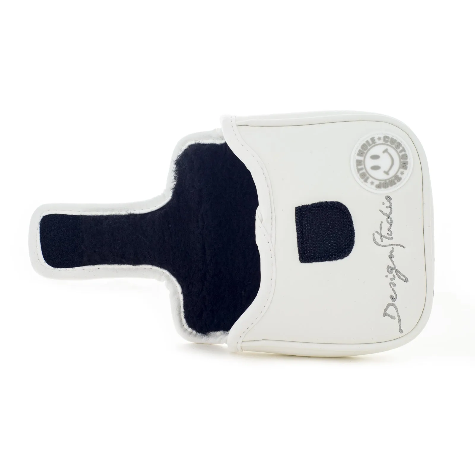 Smile Face High MOI Mallet Putter Headcover, Heel Shafted, White