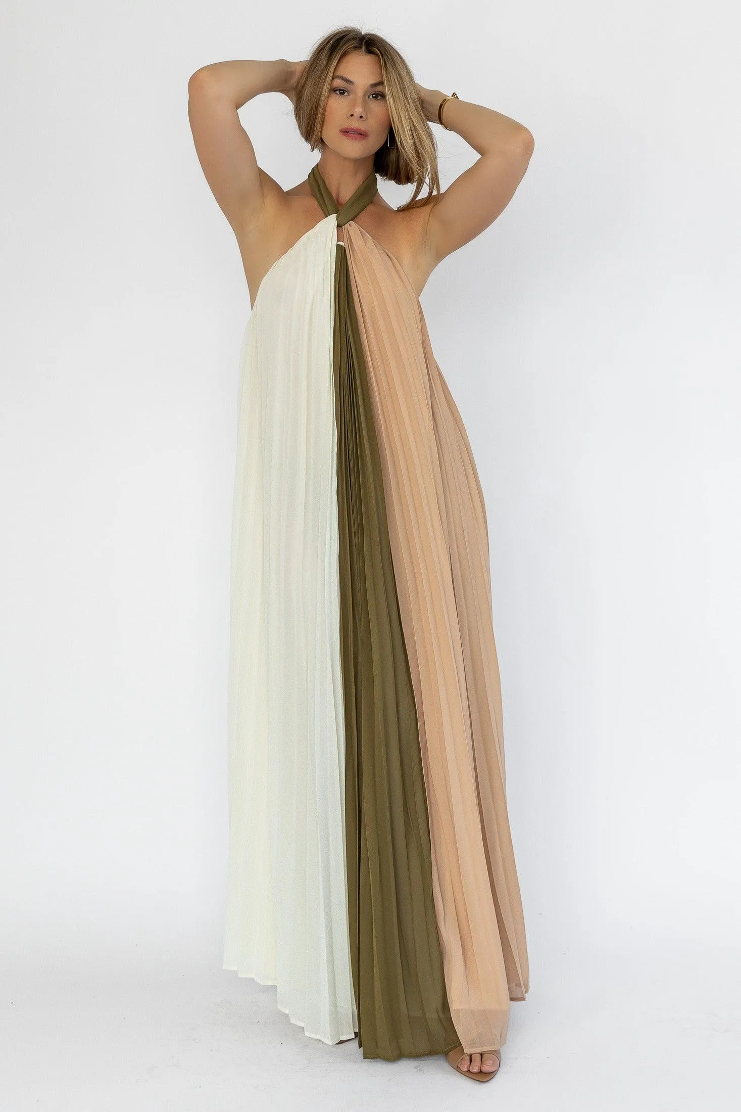 Sorin Olive Color Block Maxi Dress