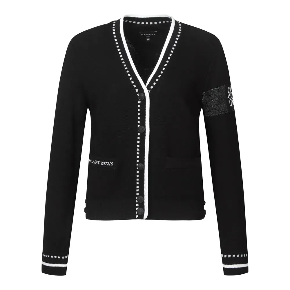 ST ANDREWS Women's Trendy Coat! GOLF! Luxurious V-neck, Sports Design Knitted Cardigan, Enjoy This Autumn!