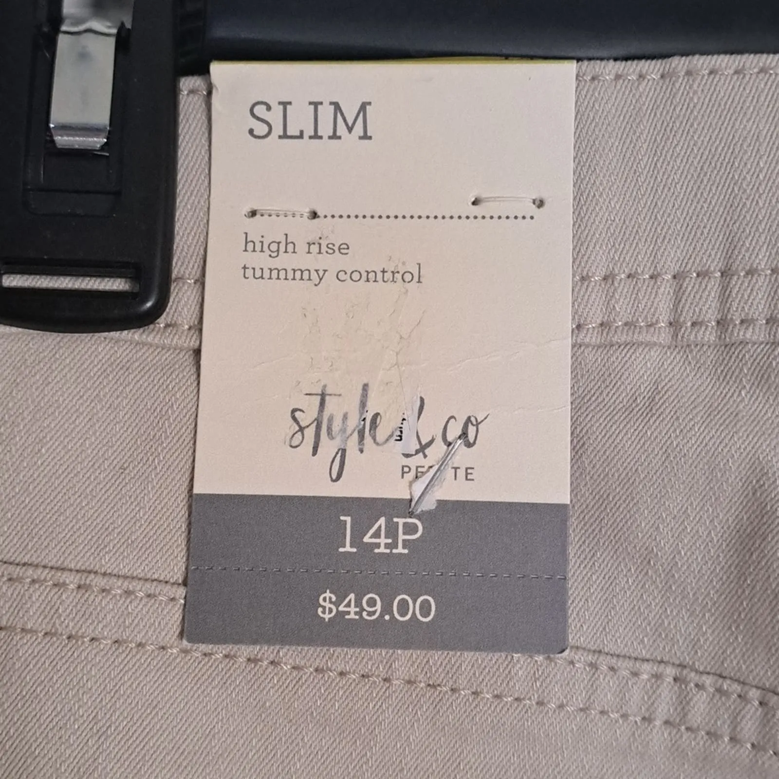 Style & Co Slim Leg High Rise Tummy Control Jeans Stonewall