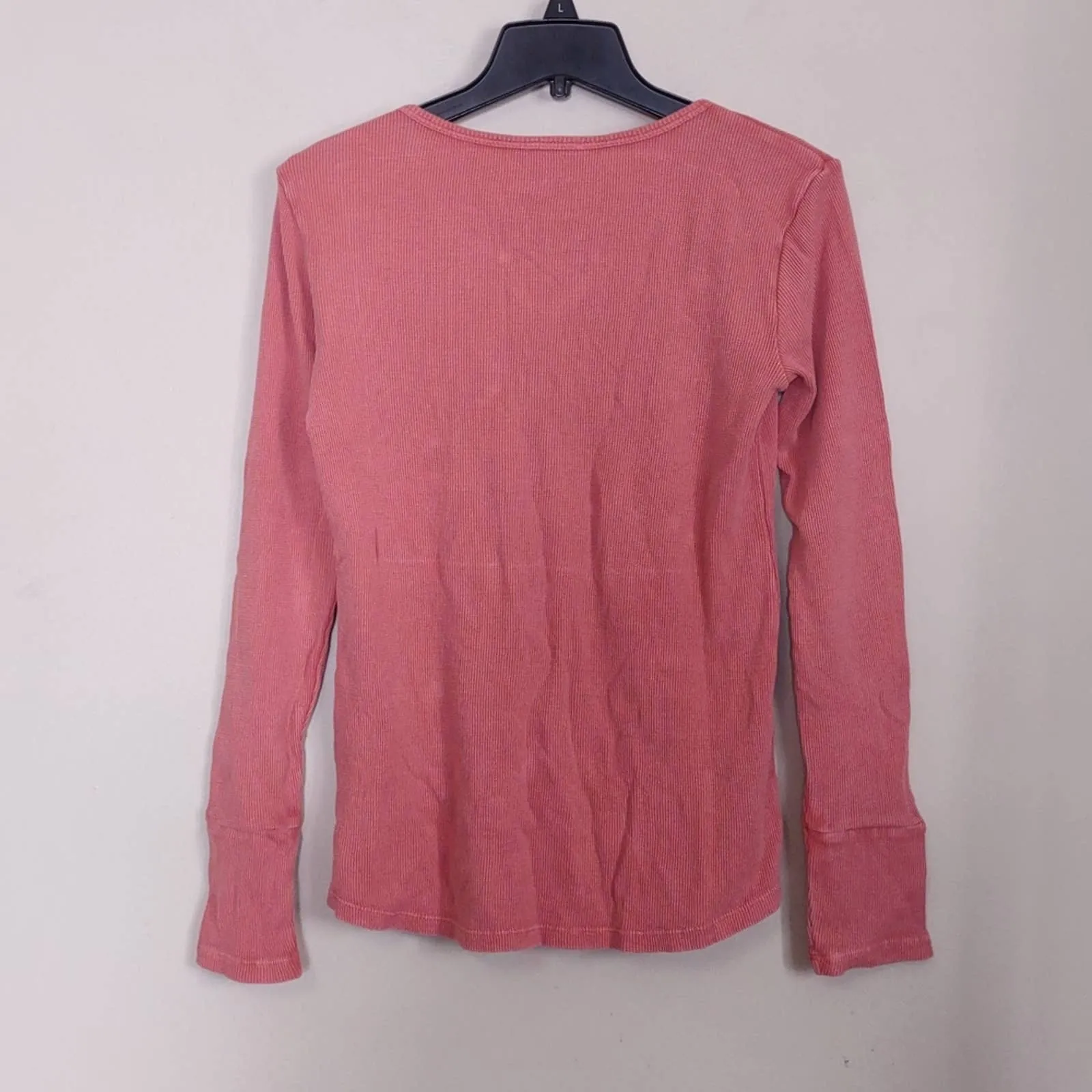 Style & Co Split Neck Cotton Thermal Top XS Copper Rose