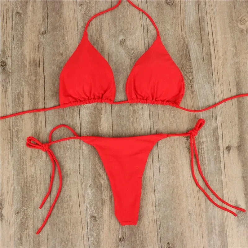 Summer Swimsuit Women Sexy Bikini Set Push-up Padded Bra Thong Two Pieces Swimwear Beachwear Bathing Suit Female Sexy Swimsuits