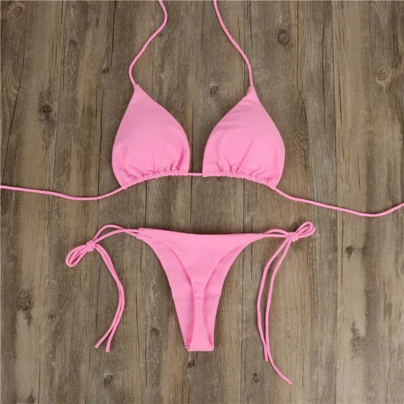 Summer Swimsuit Women Sexy Bikini Set Push-up Padded Bra Thong Two Pieces Swimwear Beachwear Bathing Suit Female Sexy Swimsuits