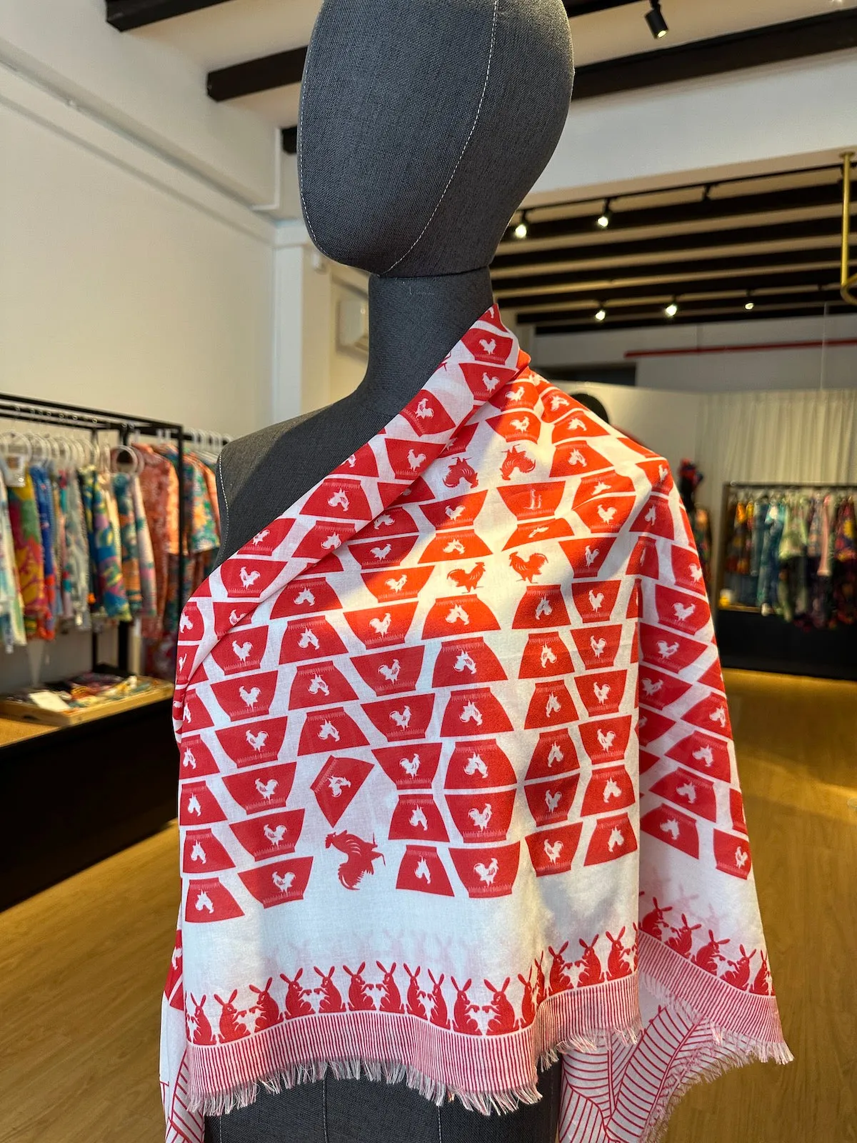 Taste of Nostalgia in Red Cotton Scarf