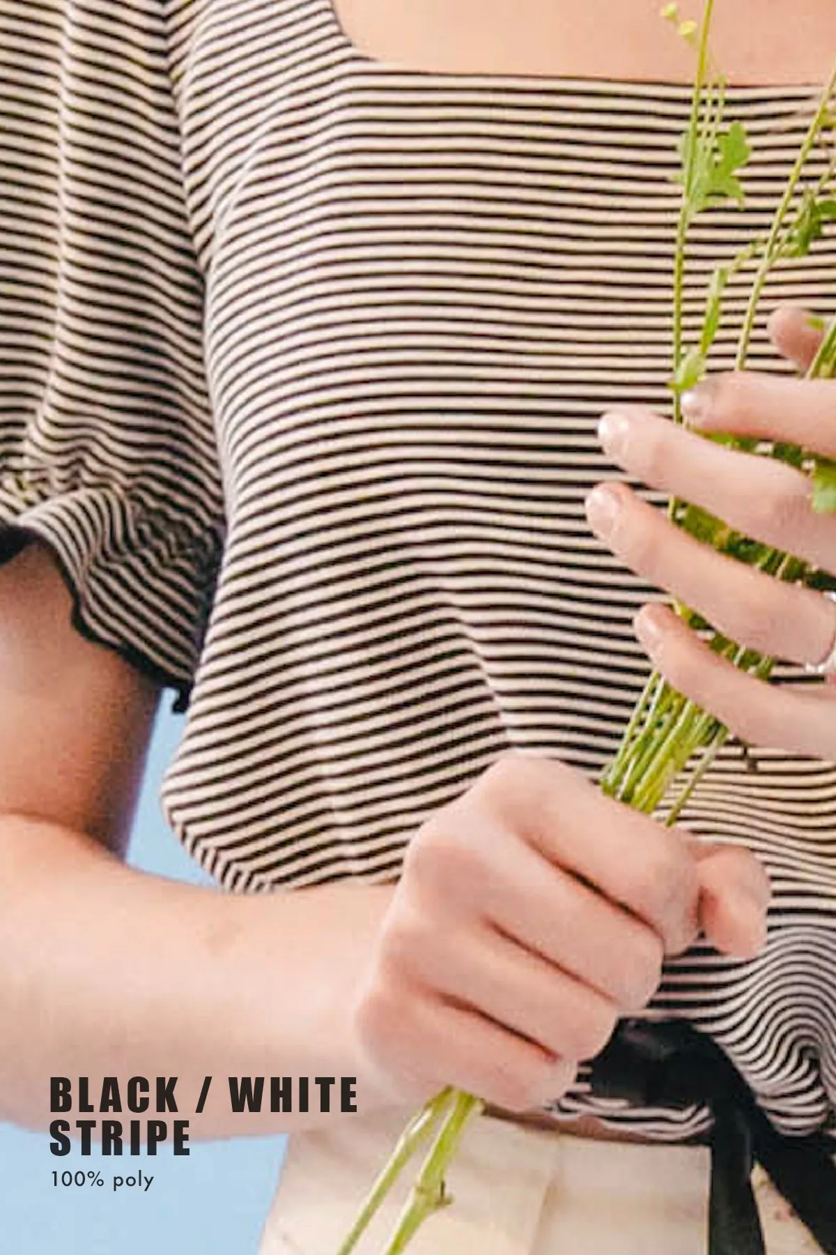 THE SQUARE NECK CINCHED TOP ~ BLACK/WHITE STRIPE