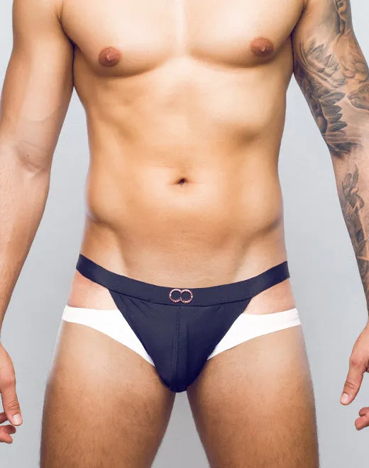 VB31 BLK Label Swim Brief - Black and White