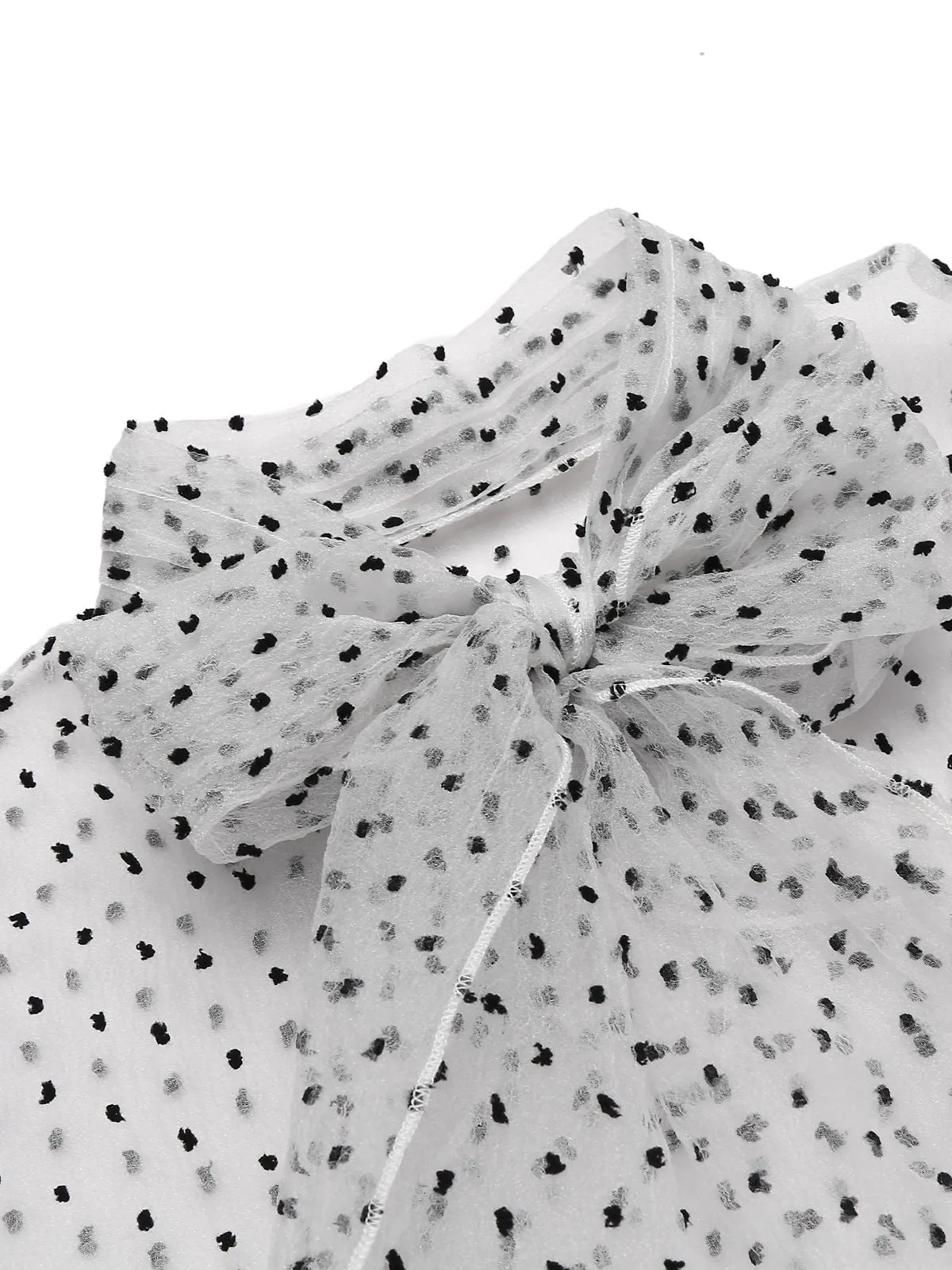 White 1950s Polka Dot Lining Dress