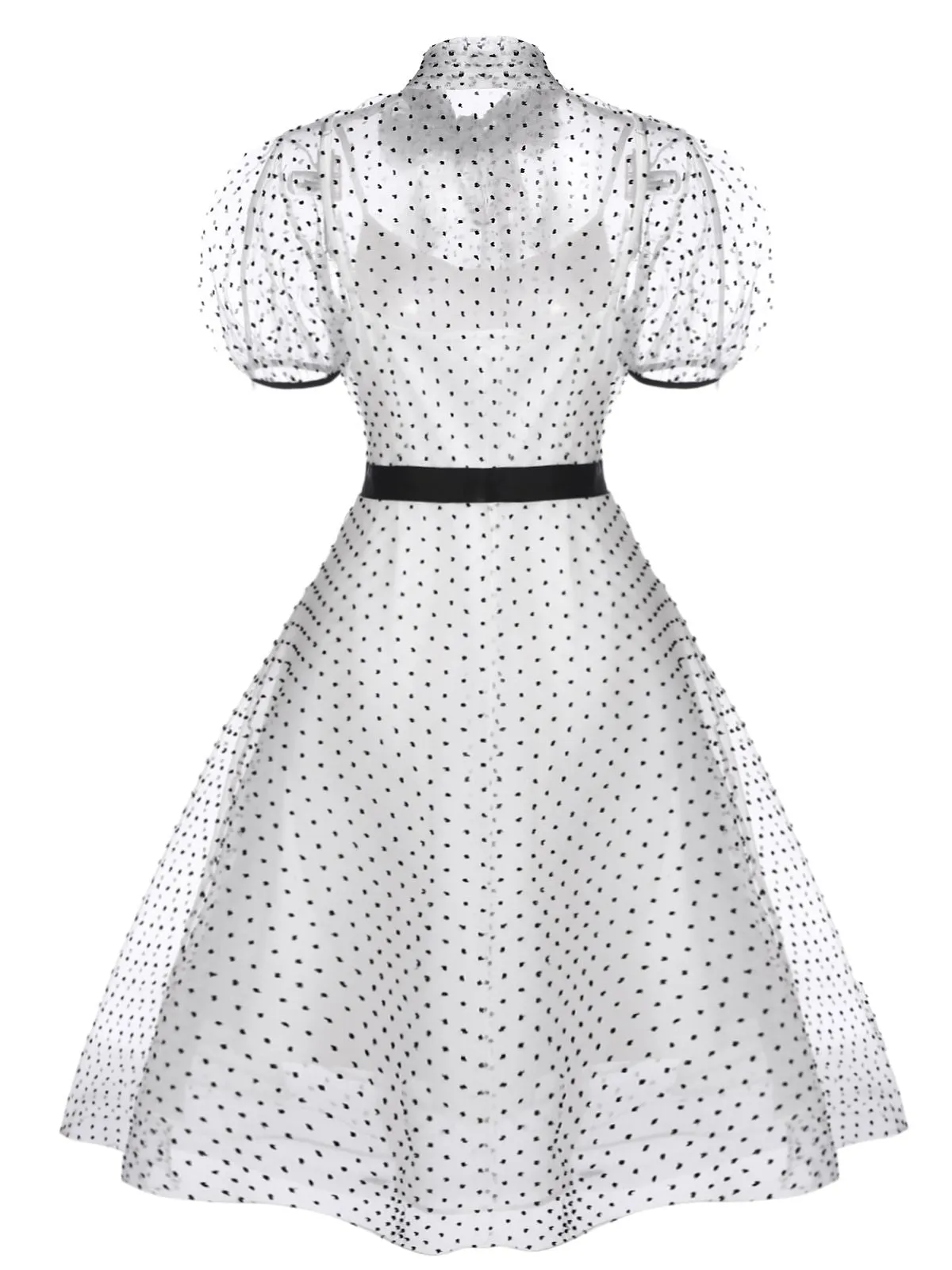 White 1950s Polka Dot Lining Dress