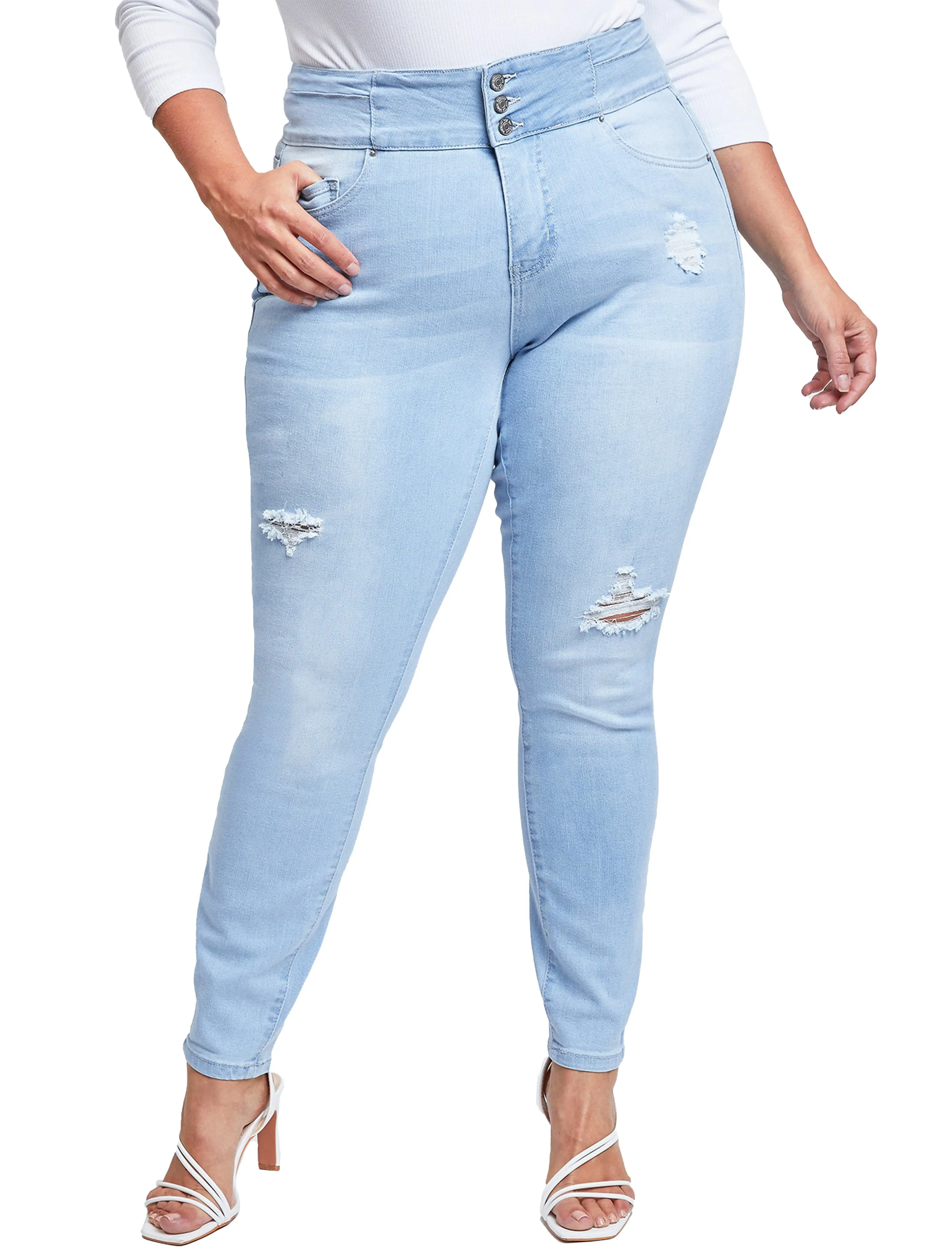 Women's Plus Size Sustainable Stacked Waistband Skinny Jeans