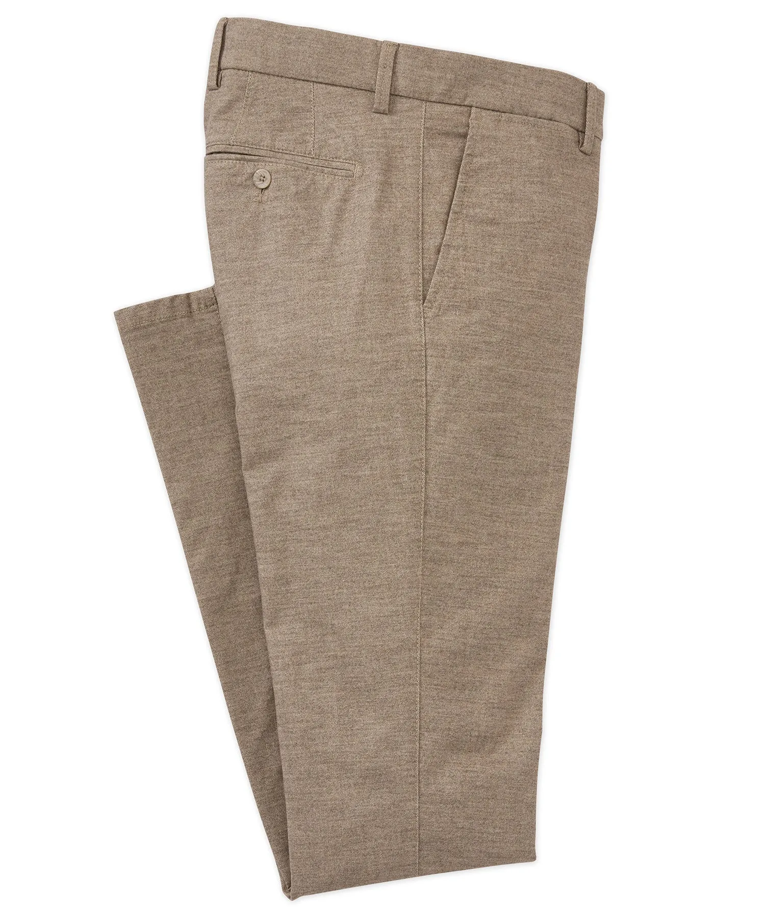 Wooly Melange Flannel Flat-Front Trouser