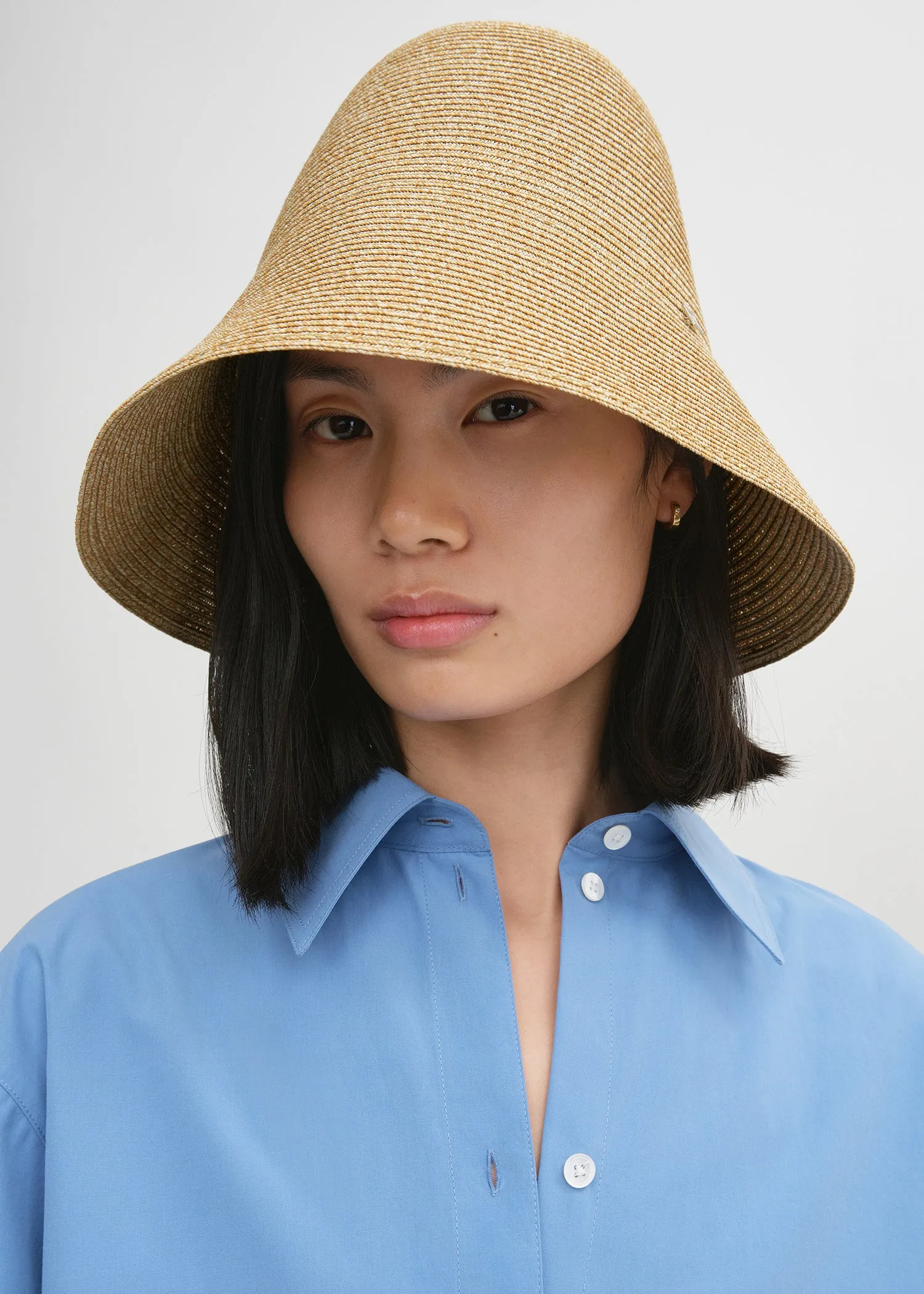 Woven paper straw hat crème