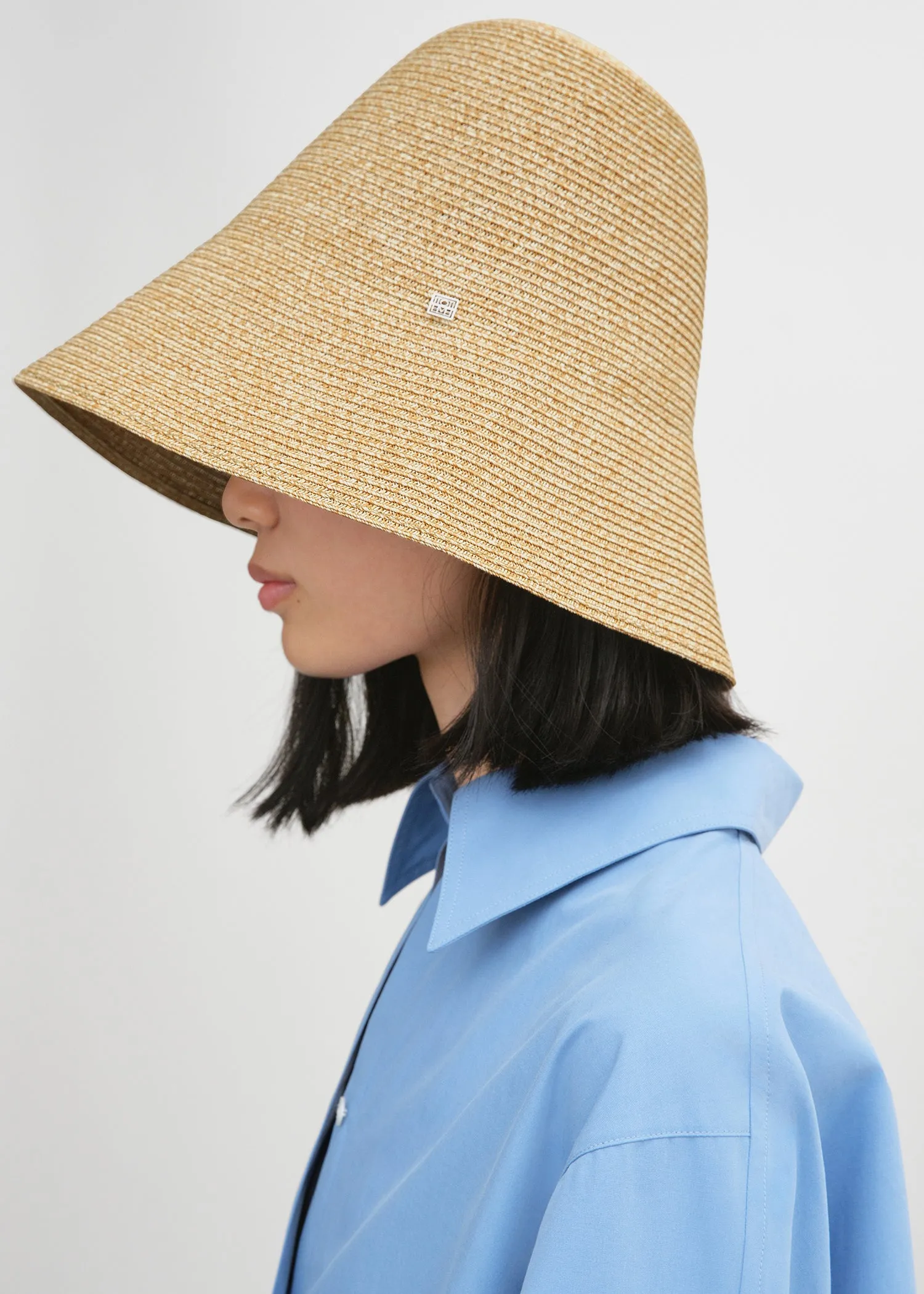 Woven paper straw hat crème